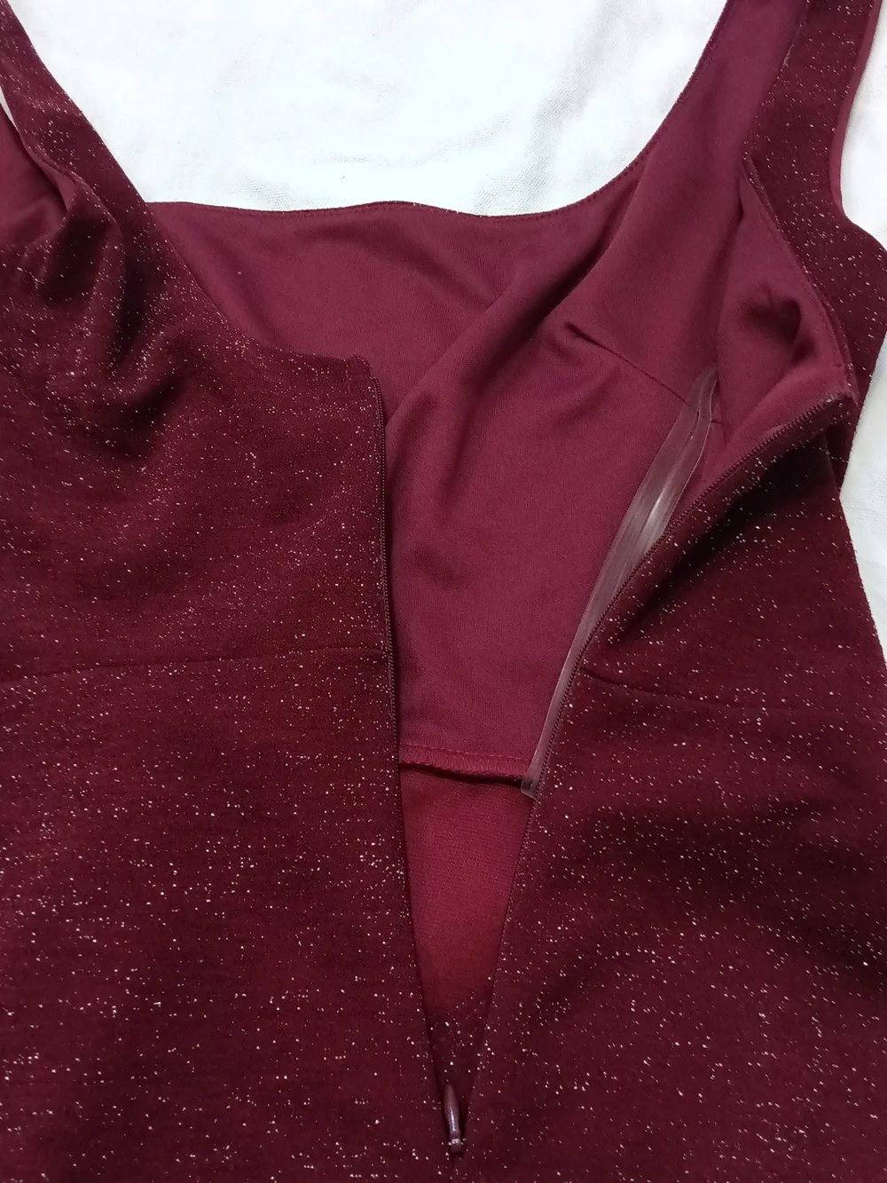 Francesca's Collections Small Sparkling Burgundy Wine Mini Faux Wrap Dress